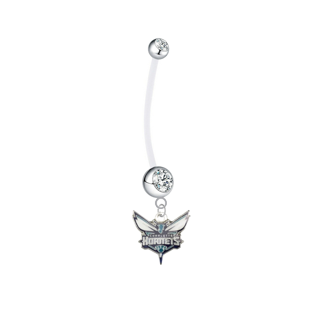 Charlotte Hornets Pregnancy Maternity Clear Belly Button Navel Ring - Pick Your Color