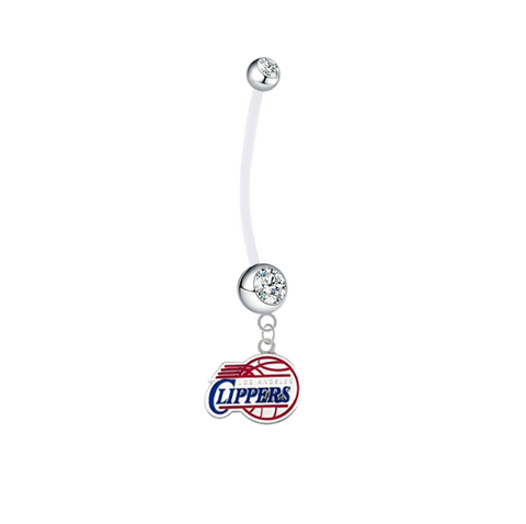 Los Angeles Clippers Pregnancy Maternity Clear Belly Button Navel Ring - Pick Your Color