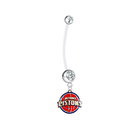 Detroit Pistons Pregnancy Maternity Clear Belly Button Navel Ring - Pick Your Color