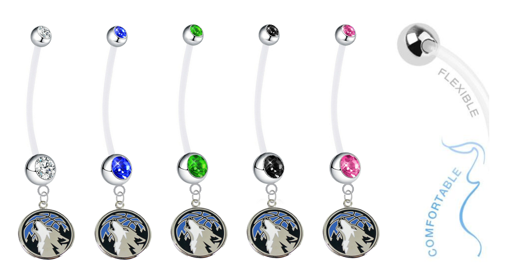 Minnesota Timberwolves Pregnancy Maternity Belly Button Navel Ring - Pick Your Color
