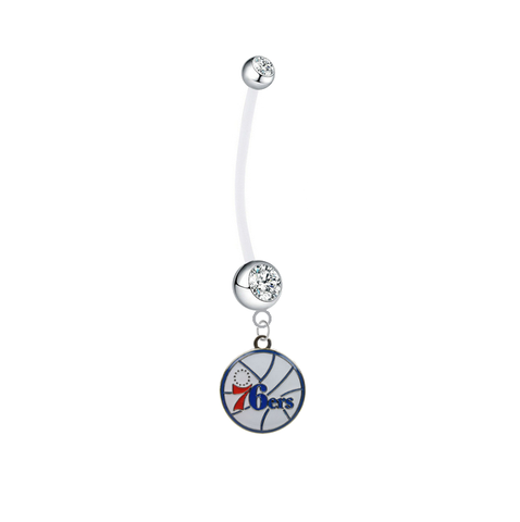 Philadelphia 76ers Pregnancy Maternity Clear Belly Button Navel Ring - Pick Your Color