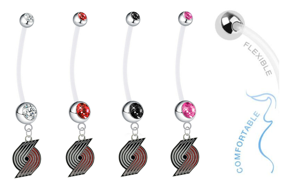 Portland Trail Blazers Pregnancy Maternity Belly Button Navel Ring - Pick Your Color