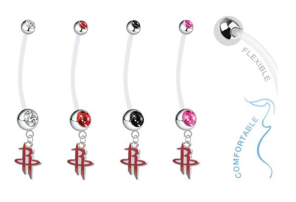 Houston Rockets Pregnancy Maternity Belly Button Navel Ring - Pick Your Color