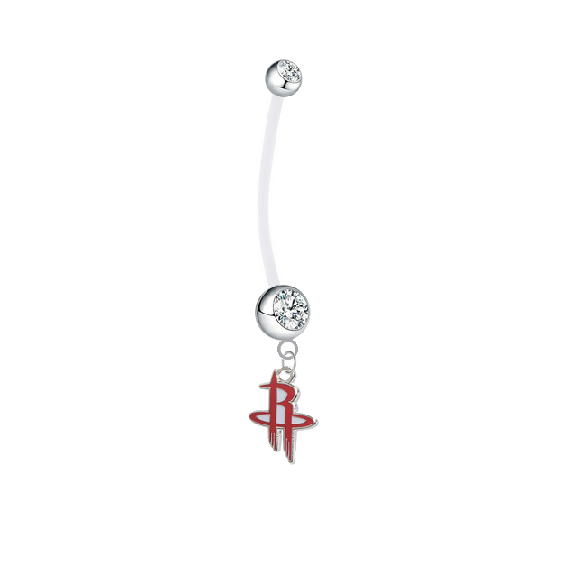 Houston Rockets Pregnancy Maternity Clear Belly Button Navel Ring - Pick Your Color