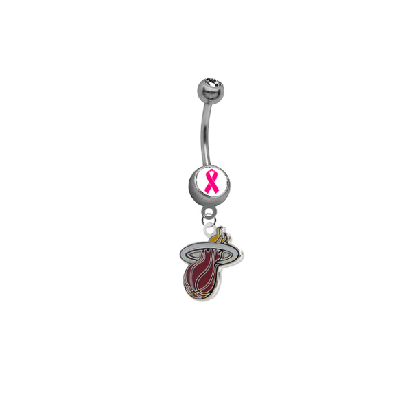 Miami Heat Breast Cancer Awareness NBA Basketball Belly Button Navel Ring