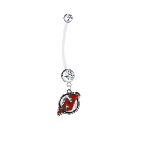 New Jersey Devils Pregnancy Maternity Clear Belly Button Navel Ring - Pick Your Color