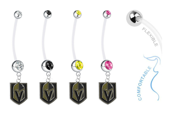 Vegas Golden Knights Pregnancy Maternity Belly Button Navel Ring - Pick Your Color
