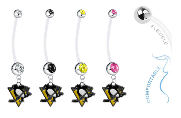 Pittsburgh Penguins Pregnancy Maternity Belly Button Navel Ring - Pick Your Color