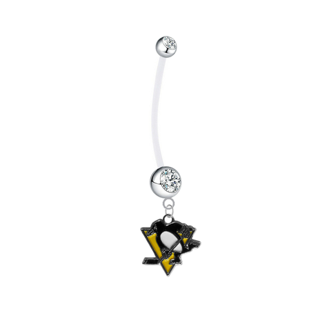 Pittsburgh Penguins Boy/Girl Clear Pregnancy Maternity Belly Button Navel Ring