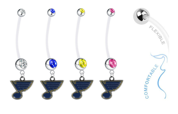 St Louis Blues Pregnancy Maternity Belly Button Navel Ring - Pick Your Color