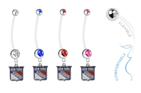 New York Rangers Pregnancy Maternity Belly Button Navel Ring - Pick Your Color