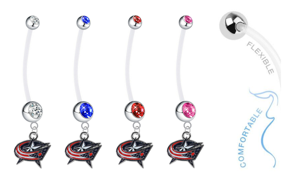 Columbus Blue Jackets Pregnancy Maternity Belly Button Navel Ring - Pick Your Color