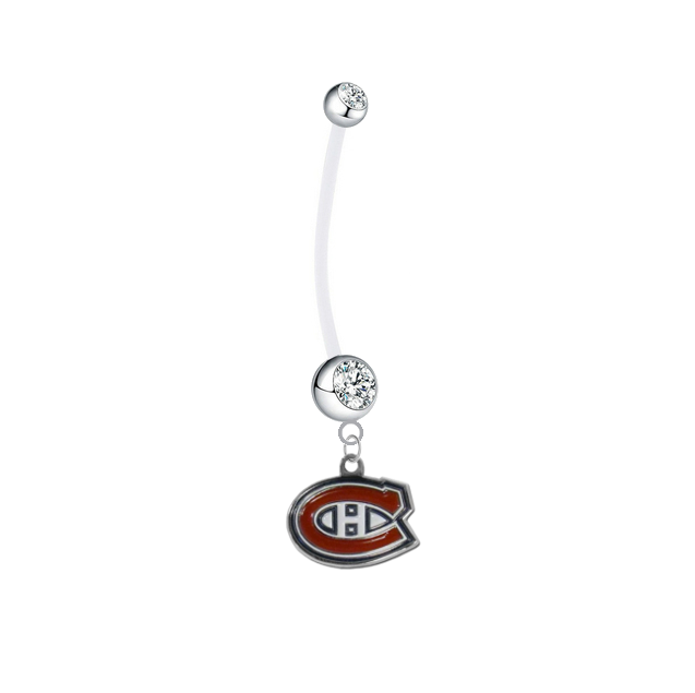 Montreal Canadiens Pregnancy Maternity Clear Belly Button Navel Ring - Pick Your Color
