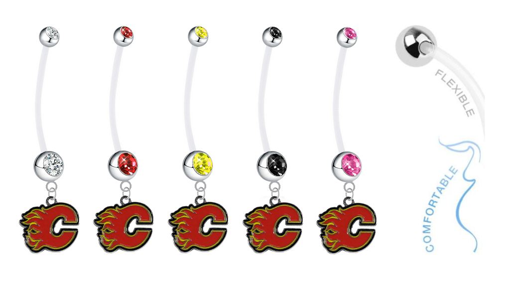 Calgary Flames Pregnancy Maternity Belly Button Navel Ring - Pick Your Color