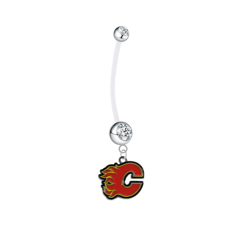 Calgary Flames Pregnancy Clear Maternity Belly Button Navel Ring - Pick Your Color
