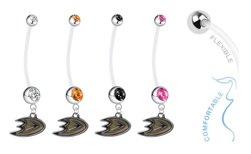 Anaheim Ducks Pregnancy Maternity Belly Button Navel Ring - Pick Your Color