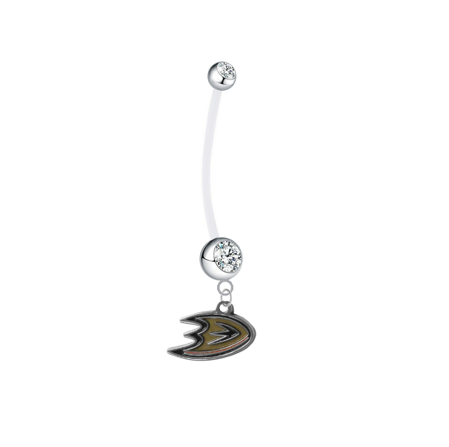 Anaheim Ducks Pregnancy Maternity Clear Belly Button Navel Ring - Pick Your Color
