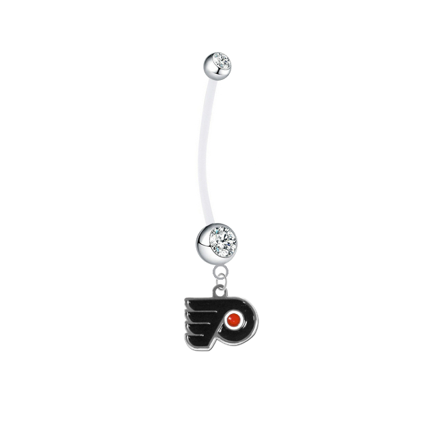 Philadelphia Flyers Pregnancy Maternity Clear Belly Button Navel Ring - Pick Your Color