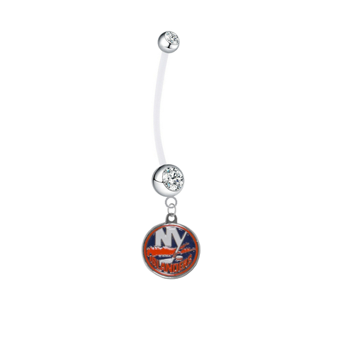 New York Islanders Pregnancy Maternity Clear Belly Button Navel Ring - Pick Your Color