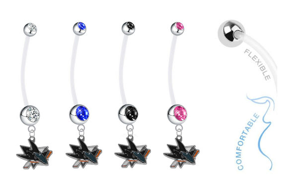 San Jose Sharks Pregnancy Maternity Belly Button Navel Ring - Pick Your Color