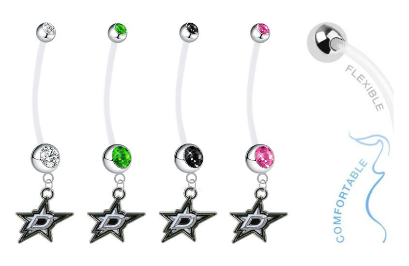 Dallas Stars Pregnancy Maternity Belly Button Navel Ring - Pick Your Color