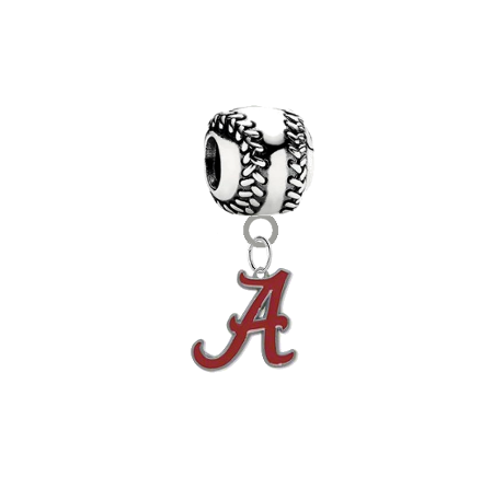 Alabama Crimson Tide Baseball European Bracelet Charm (Pandora Compatible)