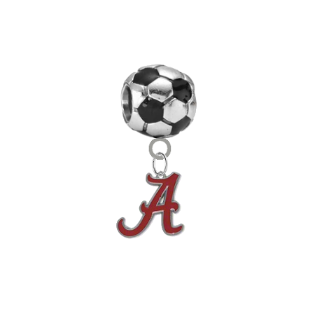 Alabama Crimson Tide Soccer European Bracelet Charm (Pandora Compatible)