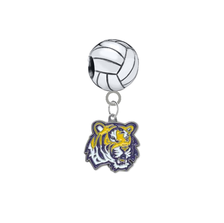 LSU Tigers Volleball European Bracelet Charm (Pandora Compatible)