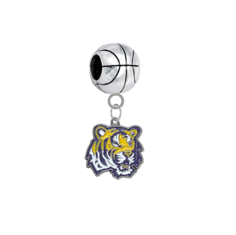 LSU Tigers Basketball European Bracelet Charm (Pandora Compatible)