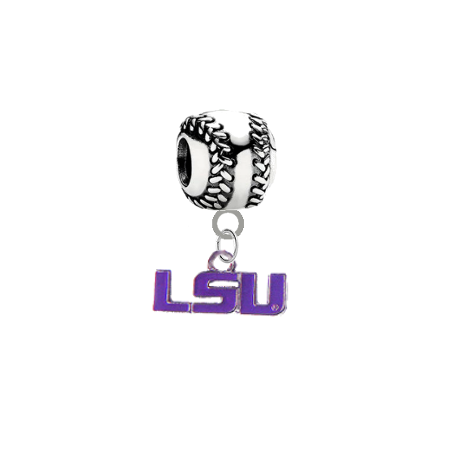 LSU Tigers Style 2 Softball European Bracelet Charm (Pandora Compatible)