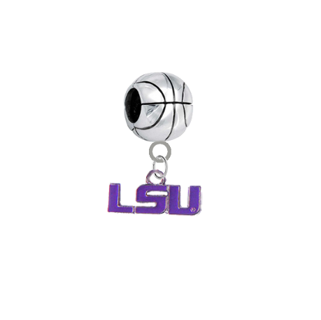 LSU Tigers Style 2 Basketball European Bracelet Charm (Pandora Compatible)