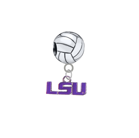 LSU Tigers Style 2 Volleyball European Bracelet Charm (Pandora Compatible)