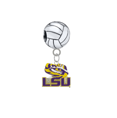 LSU Tigers Style 3 Volleyball European Bracelet Charm (Pandora Compatible)