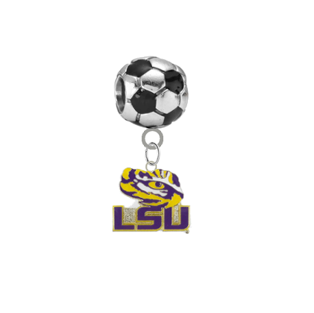 LSU Tigers Style 3 Soccer European Bracelet Charm (Pandora Compatible)