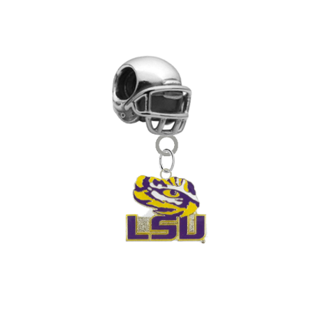 LSU Tigers Style 3 Football Helmet European Bracelet Charm (Pandora Compatible)