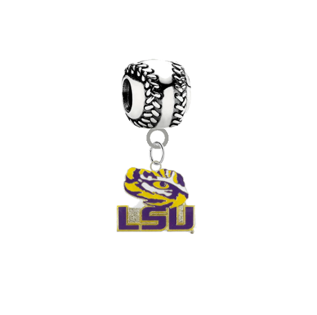 LSU Tigers Style 3 Softball European Bracelet Charm (Pandora Compatible)