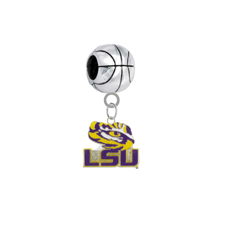 LSU Tigers Style 3 Basketball European Bracelet Charm (Pandora Compatible)
