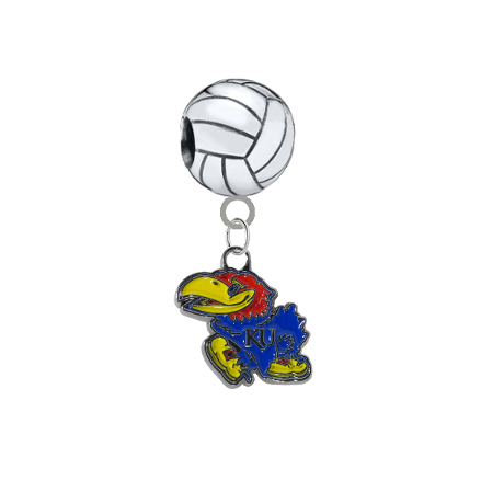 Kansas Jayhawks Volleyball European Bracelet Charm (Pandora Compatible)