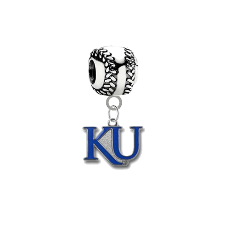 Kansas Jayhawks Style 2 Baseball European Bracelet Charm (Pandora Compatible)