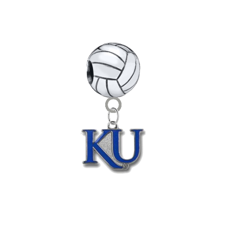 Kansas Jayhawks Style 2 Volleyball European Bracelet Charm (Pandora Compatible)