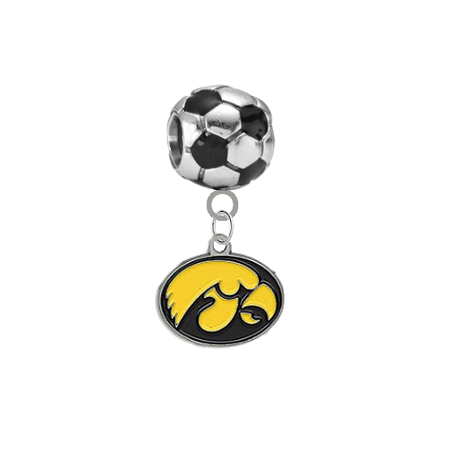 Iowa Hawkeyes Soccer European Bracelet Charm (Pandora Compatible)