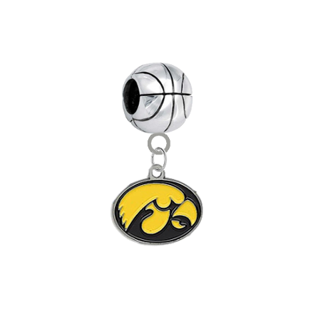 Iowa Hawkeyes Basketball European Bracelet Charm (Pandora Compatible)