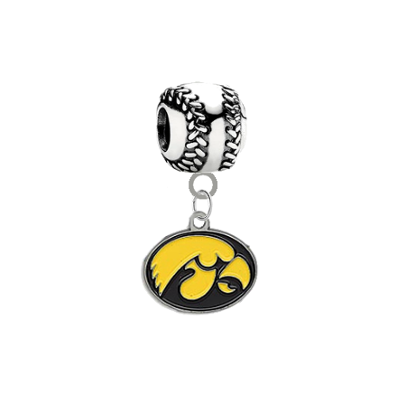 Iowa Hawkeyes Softball European Bracelet Charm (Pandora Compatible)