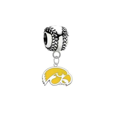 Iowa Hawkeyes Style 2 Softball European Bracelet Charm (Pandora Compatible)