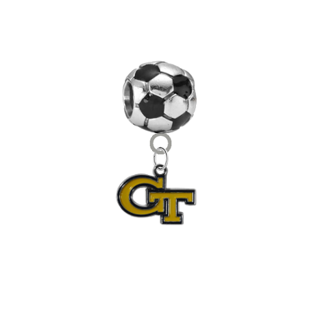 Georgia Tech Yellow Jackets Soccer European Bracelet Charm (Pandora Compatible)