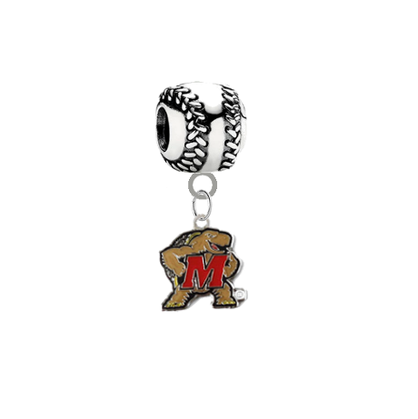 Maryland Terrapins Softball European Bracelet Charm (Pandora Compatible)