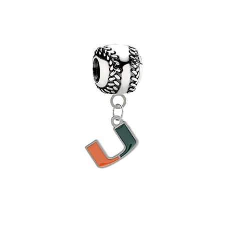 Miami Hurricanes Baseball European Bracelet Charm (Pandora Compatible)
