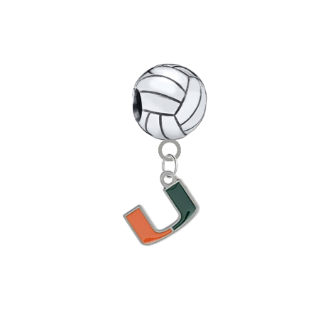 Miami Hurricanes Volleyball European Bracelet Charm (Pandora Compatible)
