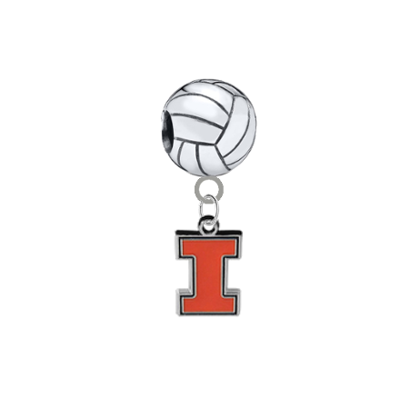 Illinois Fighting Illini Volleyball European Bracelet Charm (Pandora Compatible)