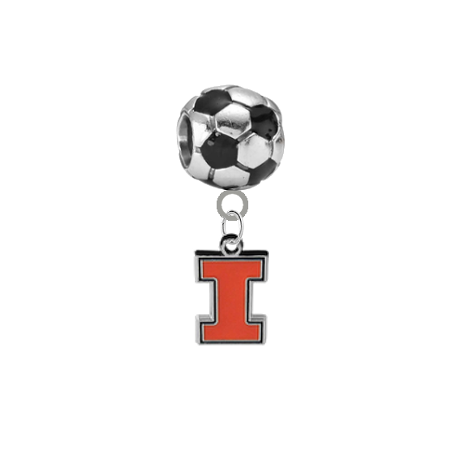 Illinois Fighting Illini Soccer European Bracelet Charm (Pandora Compatible)